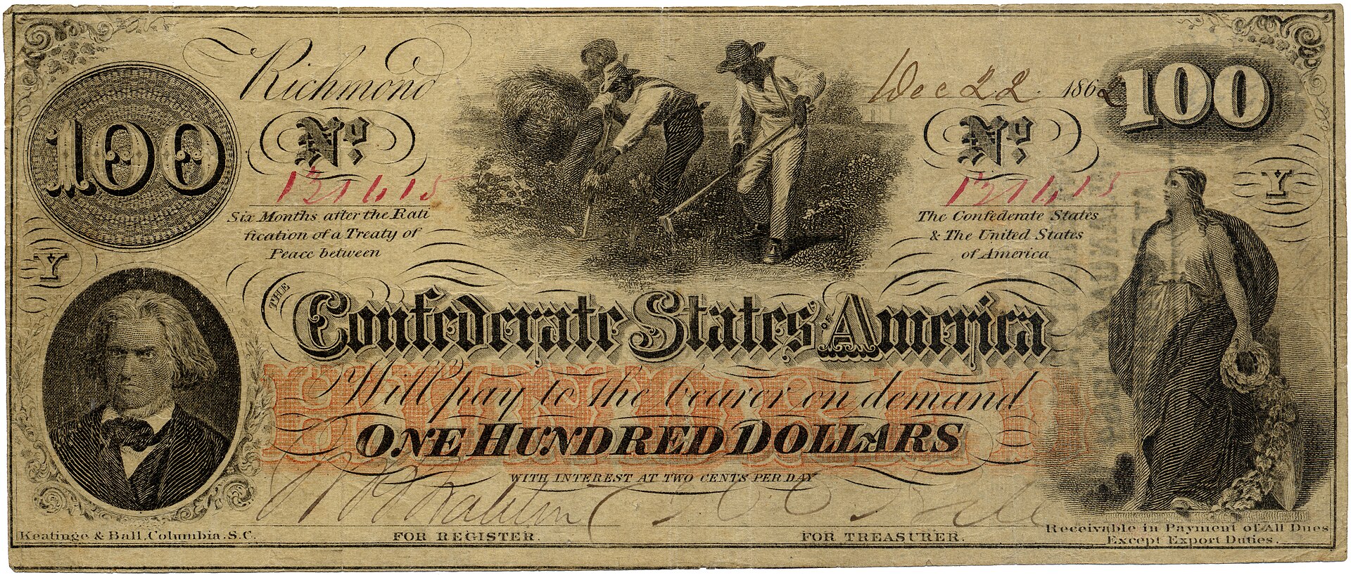 Confederate 100 Dollars