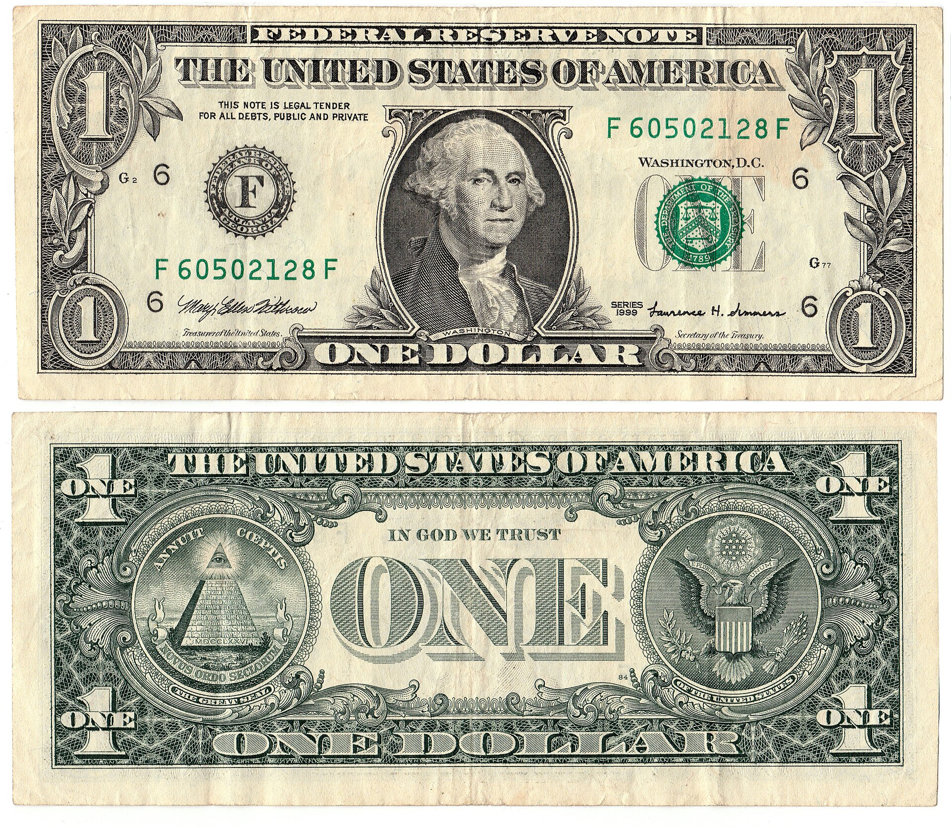 1 United States dollar banknotes (348734)