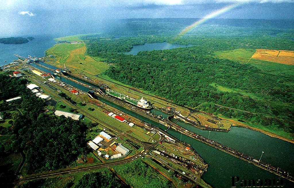 Panama Canal - Gatun Locks from Air (Postcard)