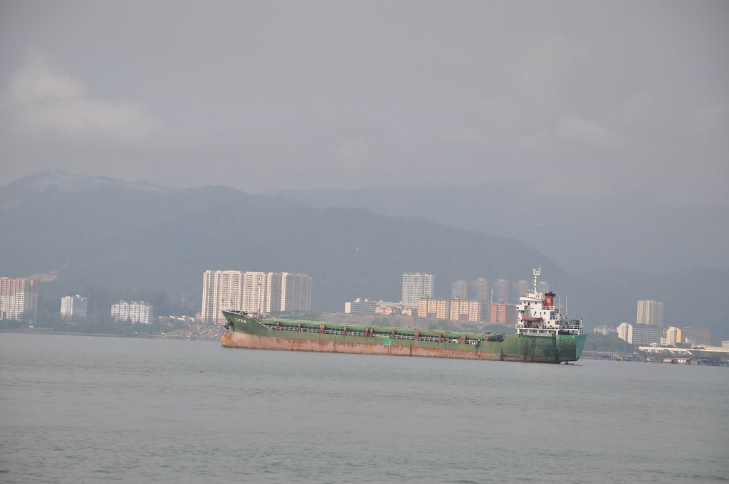 An ocean liner awaits loading